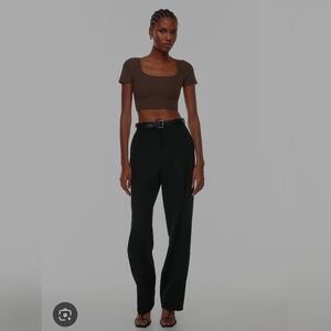 Aritzia Deep Brown Ribbed Crop Top